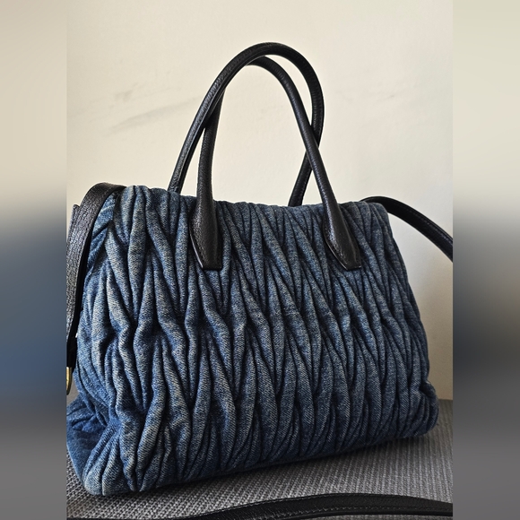 ××× SOLD ××× Miu Miu Matelasse Denim 2way Bag - Picture 9 of 17